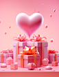 pink gift box background photoshop free 3d, in the style of surreal still life compositions, multidimensional layers, humor meets heart, simple, colorful illustrations, rich color palette, detailed, layered compositions, sculpted