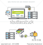 Flat line design vector illustration concepts for data protection and internet security, online safety, email protection from spam, email security software, for website banner and landing page.-物体,科技-海洛创意(HelloRF)-Shutterstock中国独家合作伙伴-正版图片在线交易平台-站酷旗下品牌