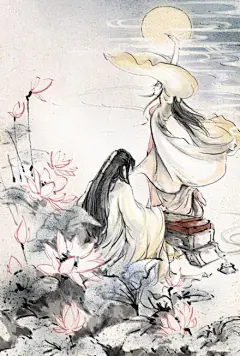 【求图】树下，花瓣纷飞，男的弹琴，女的跳舞的那种。_看图_古风图片吧_百度贴吧