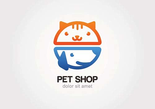 创意猫狗头部logo图片