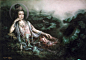 油画作品《飞天》
乾闼婆---乐神的任务是在佛教净土世界里散香气，为佛献花、供宝、作礼赞，栖身于花丛，飞翔于天宫。

