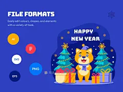 35幅创意2025年圣诞节新年节日庆祝场景手绘插画AI/Figma矢量设计素材 Happy New Year Illustration Pack插图6