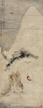 华喦《寒驼残雪图》，纸本设色，139.7×58.4cm，清代