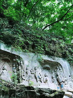 千佛寨：位于四川省资阳市安岳县贾岛村大云山，距县城西3公里，旅游专线车直达。因在山顶四周天然岩寨雕造千佛而得名。景区自东向西呈狭长形，面积150亩。1956年，公布为省级文物保护单位。2006年入选”安岳石窟：千佛寨“全国重点文物保护单位。千佛寨摩岩造像，开创于唐，盛于宋。大小龛窟105个，造像3061躯，摩岩佛塔或浮图7座，唐碑3块，题记26处。造像包括释迦牟尼佛、菩萨、罗汉、金刚、力士、护法、飞天、供养人及各种经变。内容丰富，雕刻精美。南岩的释迦牟尼佛衣纹疏而深，线条粗而畅，充满北魏遗风；观音雕像，面
