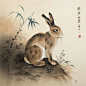 水墨画 兔子