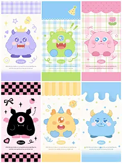 982｜可爱彩色多巴胺小怪兽手机壁纸 - 小红书