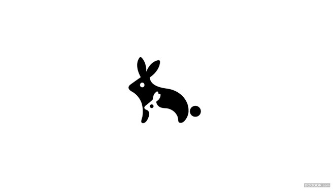 两只重叠的小兔子logo设计-你好LOG...