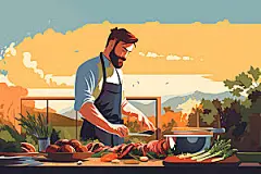 厨师厨房大厨扁平风插画