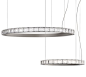 Chandelier in metal with satin silver finish, transparent krek glass diffusers. Available in different dimensions and colours. Incanto Modern Collection.