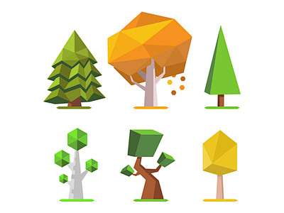 Low Poly Trees 2D 小树...