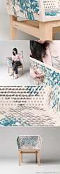 德国susanne westphal工作室设计的扶手椅“Stitch”，可以让你在椅子上进行“十字绣”，水平高的还可以把椅子绣成沙发。