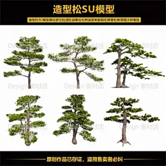 造型松SU模型黑松罗汉松油松迎客松松树造型树庭院松草图大师模型-淘宝网