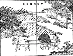 古代作业场景图—双鎚独辕车图