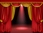 Palco de teatro com cortinas vermelhas e douradas Vetor grátis