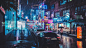微博@视觉精选 带你见更美的世界。General 1920x1080 street neon rain reflection Korean city