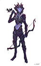 Dark Elves Designs for Canceled Game , Jerad Marantz : It’s always so fun brainstorming and working in 2D trying to establish the look of a race. These were dark elf designs I did for a game that got canceled.￼