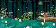 森林女孩  - 源文件下载【酷图网】仙境森林树林,自然花草树木,山水地球环保,植物动物保护,爱心少女孩,长裙长发,书籍书本阅读,知识鹿太阳,鸟孔雀和谐,围绕朋友自然,伙伴神话童话,小朋友,母婴幼儿童节,低龄故事学校,早教育绘画,神话传说,图书教材读物,影视童装清新,童玩具唯美,文艺红橙黄,绿青蓝紫黑,卡通动漫画,