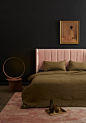 Incy Interiors soft pink velvet bedhead: 