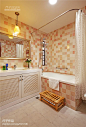 现代卫生间浴室浴帘装修图片