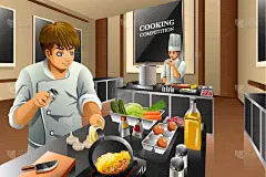 烹饪比赛,人,男人,食品,膳食,室内,图像,主厨,烹调