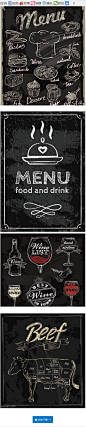 西餐厅黑板背景粉笔字画菜单矢量 菜单 食品 食物 餐厅 | PS饭团网 psefan.com