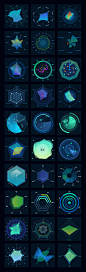 可视化大屏大数据界面组件库500+PSD格式-雷达图素材