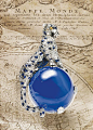 Cartier 卡地亚克什米尔蓝宝石猎豹胸针圆形克什米尔蓝宝石重152.35 克拉