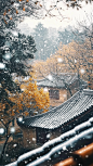 古城古建筑冬至下雪背景海报素材通用背景冬天早安背景 (31)
