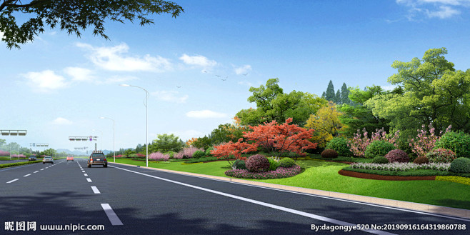 道路绿化效果图