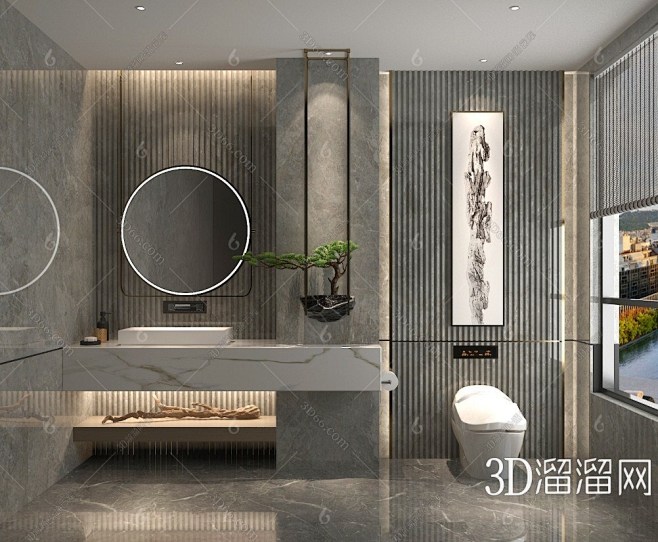 【新中式卫生间3D模型】-3D新中式卫生...