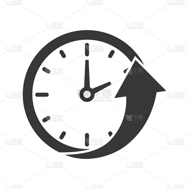 时钟和箭头图标。设计时间。矢量图形