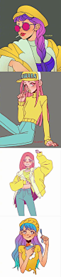 有趣的韩国美少女插画师guwaba笔下的 cool girl