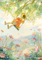 荡秋千_也林yolin__插画师作品_涂鸦王国gracg.com