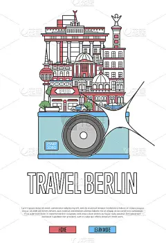 带相机的柏林旅行海报