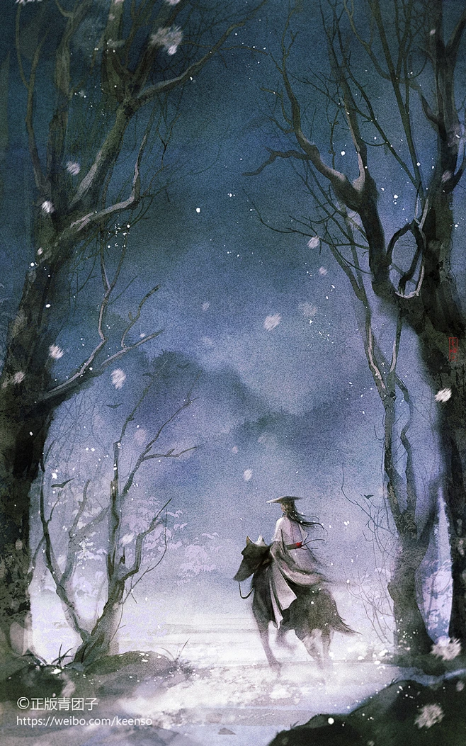 风雪夜归人_正版青团子__插画师作品_涂鸦王国gracg.com-花瓣网