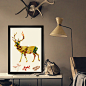 创意家居 实木有框画装饰画 鹿