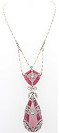 French Belle Epoque necklace with seed pearls, diamonds, and pink topaz.   Circa 1910. Via Diamonds in the Library.