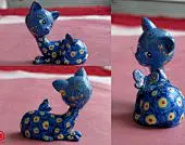 手绘潮品 波点小猫（蓝色）啜泉CHUO QUAN
