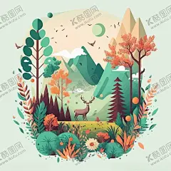 风景建筑插画 【酷图网】风景建筑插画,微立体,卡通户外景观,清新森系,欧洲小镇,风光插图,ai素材