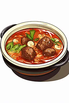 肉类食物养生羊肉汤美食插画