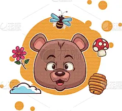 可爱的,熊,卡通,华丽的,小的,性格,自然美,恶作剧,愉悦,幸福