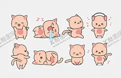 卡通猫咪 【酷图网】卡通,动漫,动画,图案,漫画,手绘,插画,彩绘,可爱,logo,T恤,衣服,服装