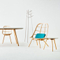 日本设计师Jin Kuramoto为新创立的家具品牌matsuso T 设计的Nadia系列木制家具。技术上沿袭用于造船工业的日本传统木工技艺，包括椅子、矮桌和衣帽架。｜设计师Jin Kuramoto，1976出生于日本兵库县，毕业于金泽美术工艺大学设计专业。08年创立同名设计工作室。