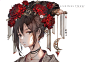 brown_eyes brown_hair choker close flowers headdress necklace original tears unity_(ekvmsp02) watermark