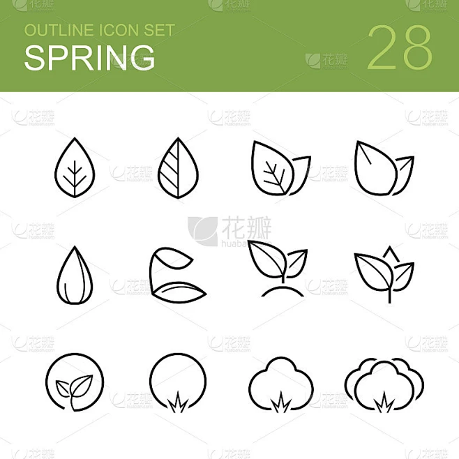 Spring矢量轮廓图标集素材-花瓣网