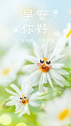 创意手绘日签早安你好风景晒照