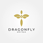 Minimalist elegant dragonfly logo design for boutique jewelry and saloon Premium Vector
