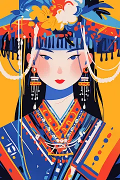 东方人物图片插画