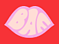 Funky Bae Lettering kiss bubble round funky hippy 60s lips romance bae