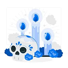 墨西哥亡灵节蜡烛扁平插画矢量图设计素材
